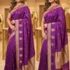 Viscose Satin Buta Border - PURPLE