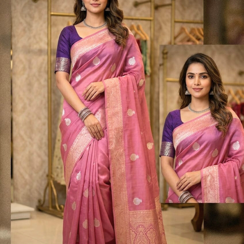 Viscose Silk Silver Buta - MAUVE