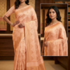 Cotton White Jaal Saree - MAUVE