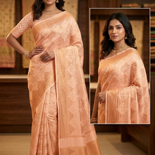 Cotton White Jaal Saree - MAUVE