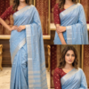 Raw Chiniya SilK Saree- LIGHT GREY