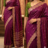Raw Chiniya SilK Saree- MAROON