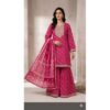 Bandhni Chinnon Gharara Style With Handwork - RANI PINK