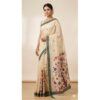 Cotton Chiku Meena Pallu - BEIGE GREEN